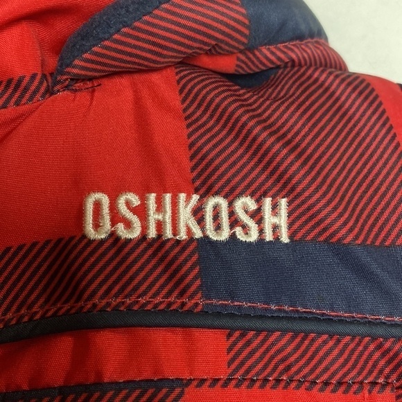 𝅺oshkosh B'gosh 18M Navy Blue and Red Flannel Fleece Lined Winter Jacket - Picture 11 of 17